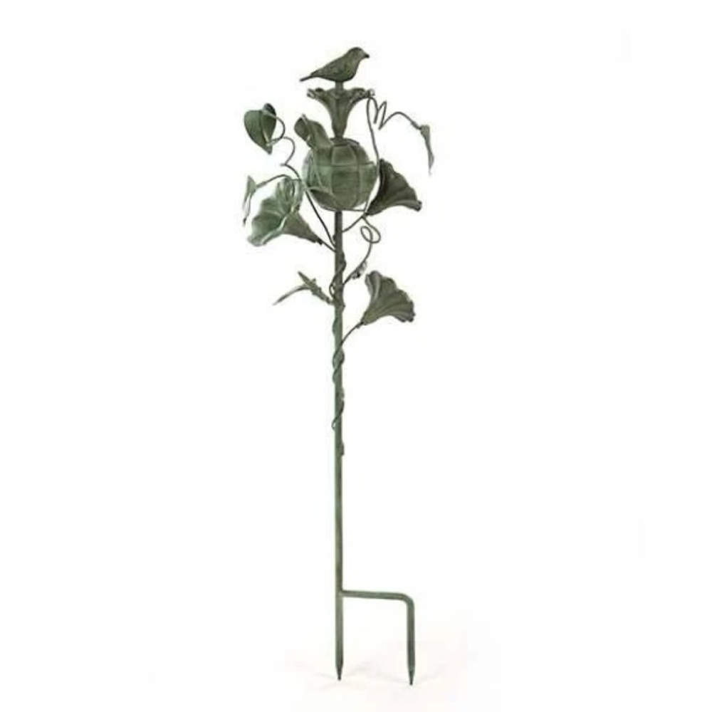 MacKenzie-Childs bird flower outdoor metal verdigris floral designe Garden Stake